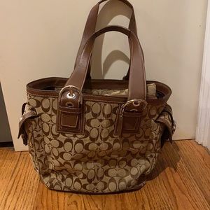 Coach Baby bag with pockets, brown and silver